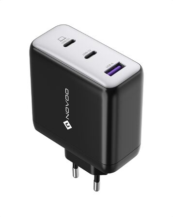 Зарядний пристрій USB-C 67W NOVOO GaN III 3-порти, швидка зарядка для MacBook, iPad, Pixel, Samsung, iPhone, Steam Deck (Чорний)
