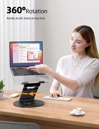 Adjustable Laptop Stand - 360° Swivel Base - Holds 10-17