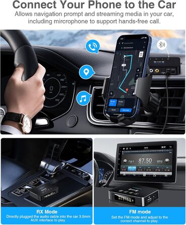 Bluetooth 5.0 Аудіоадаптер 3-в-1 для TV, PC, стереосистеми: передавач, приймач, FM-передавач з пультом, HiFi підсилювач