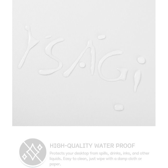 Офісний килимок для миші та столу YSAGi з екошкіри, 80x40 см, білий. Підкладка під мишу та ноутбук для офісу та дому