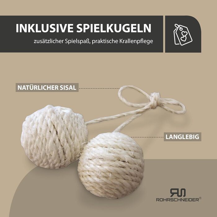 Драбина-стілець для котів Rohrschneider Kratzbaum Travel сірого кольору з інтегрованим м'ячиком та гамаком