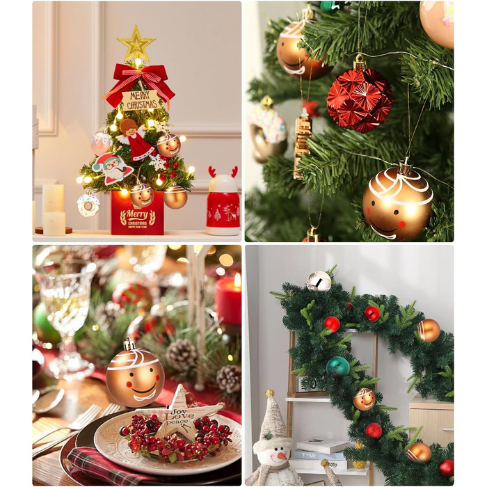 Набір прикрас для ялинки на Новий Рік: 42 штуки, кульки, червоний, зелений, золотий | Ялинкові прикраси