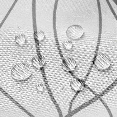 Шторка для душу M&W Design з поліестеру, з лініями, антигрибкова, водовідштовхувальна, біла, 180x200 см, з 12 C-кільцями, з обтяженим краєм