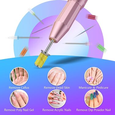 Набір свердл для нігтів Depvko 13 шт. (вольфрам карбід, кераміка, діамант) для манікюру та педикюру