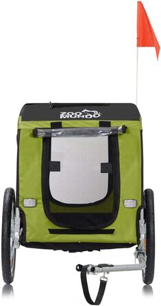 Фарм-причіп Zoomundo для собак: зелений/чорний, срібляста рама