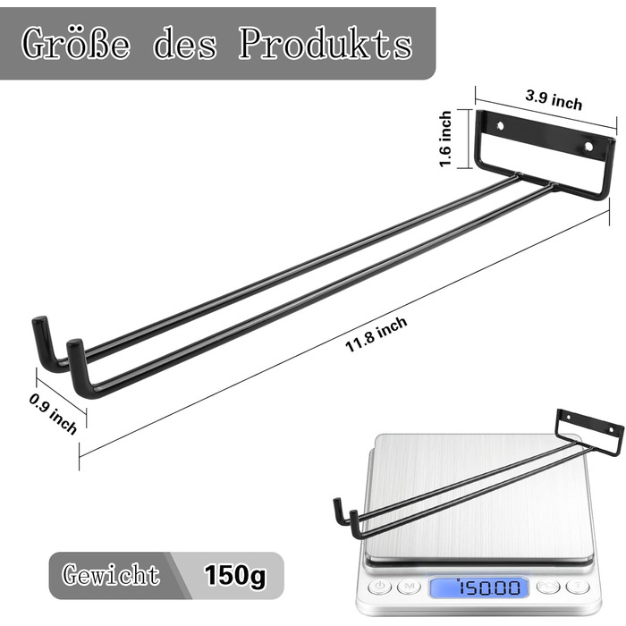 Підставка для келихів вина Jiplomn (4 шт.) - органайзер для підвішування під шафу, металева, для кухні, бару та декору