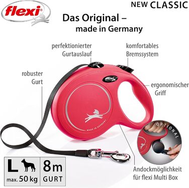 Flexi Classic M рулетка для собак до 25 кг, 5 м, червона