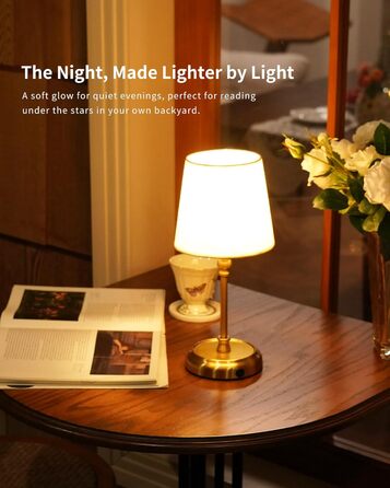 Нічник бездротовий акумуляторний Wiederaufladbare з димером та лампочкою для спальні, вітальні, їдальні - Золотий A-gold