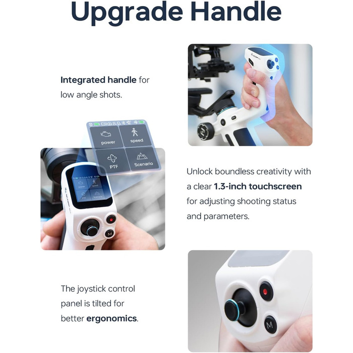 Feiyu SCORP Mini 2 Kit - Стабілізатор для бездзеркальних камер/Action-камер/iPhone/Samsung, Ручний 3-осьовий гiмбал з сумкою, світлом для селфі та подовжувачем. Чорний та білий кольори