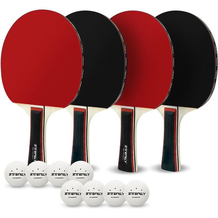 Набір для пінг-понгу з ракетками (2 або 4 шт) та м'ячами | Набір для гри в настільний теніс для 4 гравців | Зручний кейс | Покращений контроль, липка гума