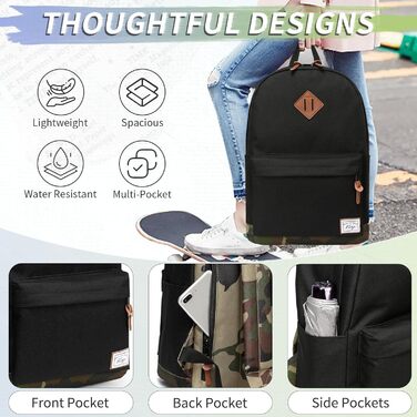 Чорний та камуфляжний рюкзак для ноутбука 15.6 дюймів, водонепроникний, для подорожей, підлітків, хлопців, чоловіків та жінок