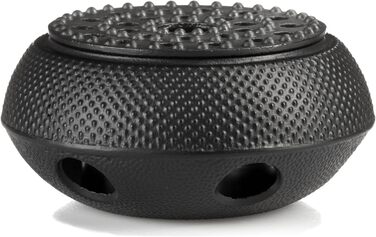 Cast iron tea warmer with textured surface