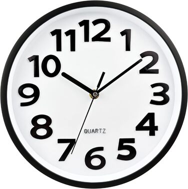 Plumeet 40.6cm Extra Large Wall Clock, Silent Non-Ticking Quartz Decorative Clocks, Modern Style Good for Living Room, Kitchen, Living Room, Bedroom, Office, Large 3D Number Display, (White) (25 cm, Ivory)