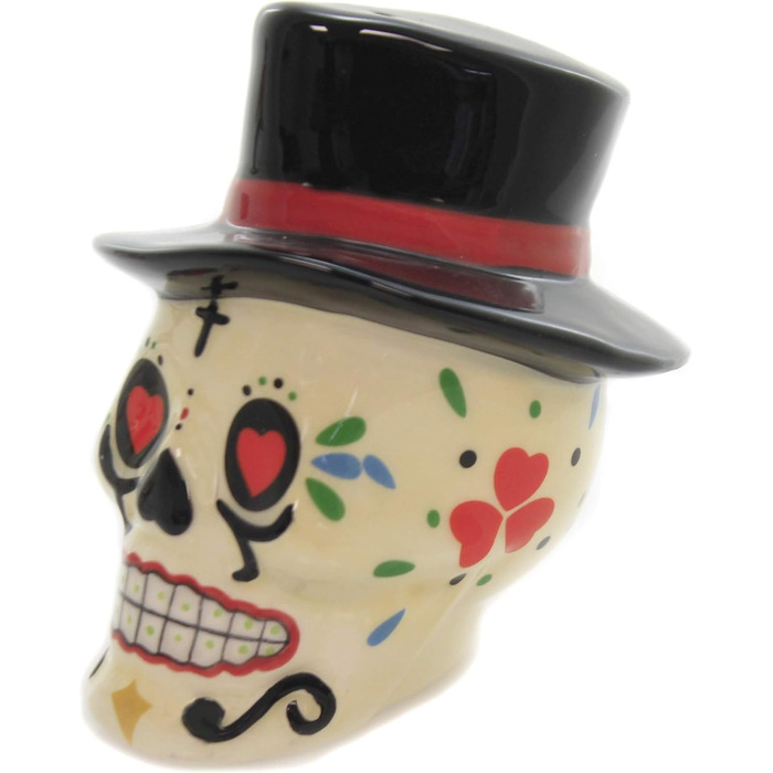 Pacific Giftware Day of the Dead Salt and Pepper Shakers - Ceramic with Skull Design