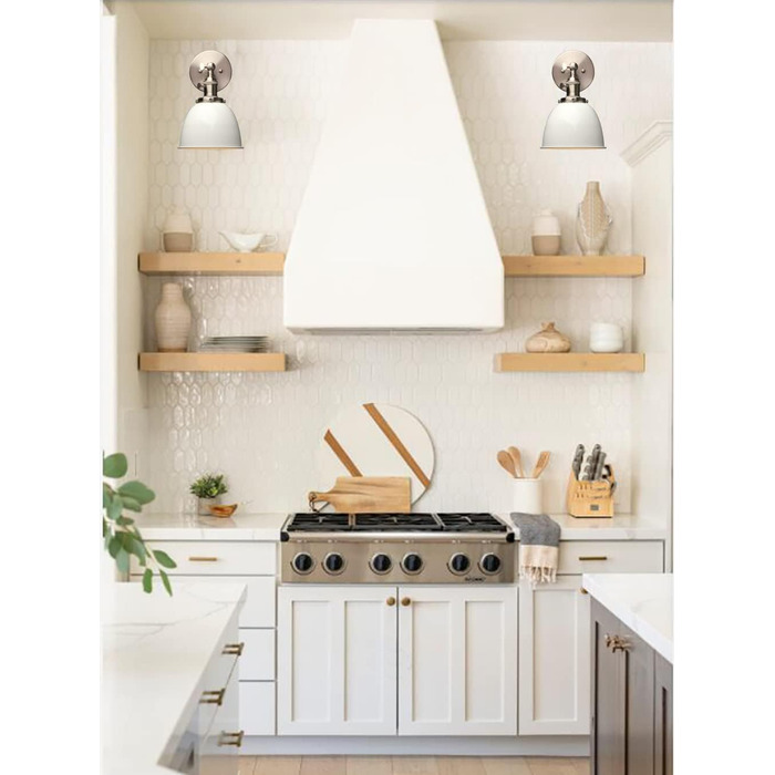 Phansthy 2 Pack Wall Sconce with Metal Shade Wall Lamp Industrial Design, Indoor Vintage Loft Wall Lamp E27 max. 40W for Living Room Bedroom Office Kitchen Hallway (White)
