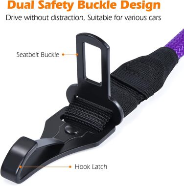 Автомобільний повідок для собак PetBonus: безпечний ремінь, поводок-шлейка для собак великих, середніх та малих порід (фіолетовий)