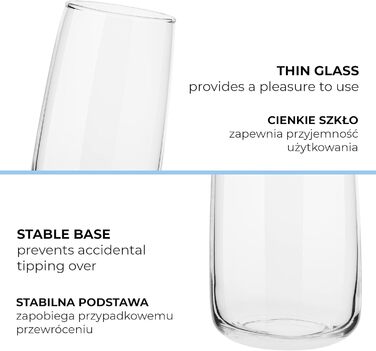 Water Glasses Set | Highball Glasses Set | 480 ml | Set of 6 | Large Drinking Glasses Drinking Glasses Set Highball Glasses Water Glass Juice Glass | Dishwasher Safe | Emma Collection