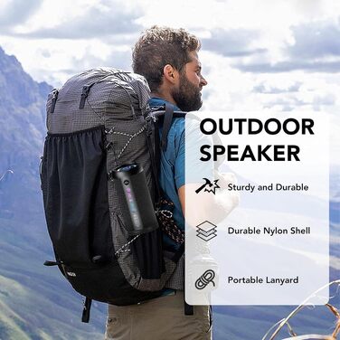 Портативна Bluetooth колонка з підсвічуванням, 30W, водонепроникна IPX7, подвійний бас, акумулятор 3000mAh, RGB, TWS, AUX, TF картка, для відпочинку на природі, вечірок та подорожей