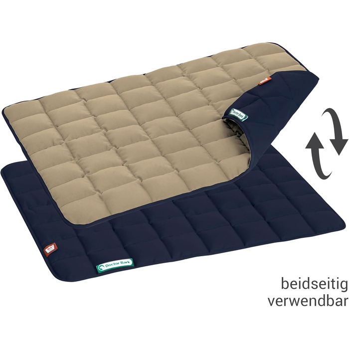 М'яка якісна лежанка для собак Doctor Bark (L, 100x80 см) – водонепроникна, для великих собак, миється до 95°C, колір: золото-блакитний