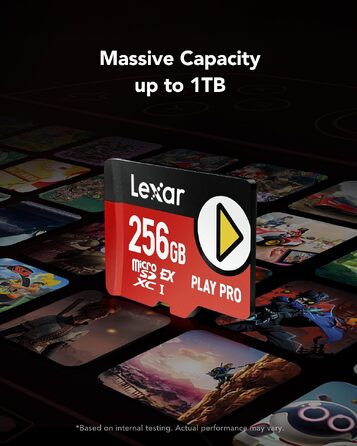 Карта пам'яті MicroSD Express Lexar PLAY PRO 256GB, швидкість читання до 900МБ/с, запис до 600МБ/с