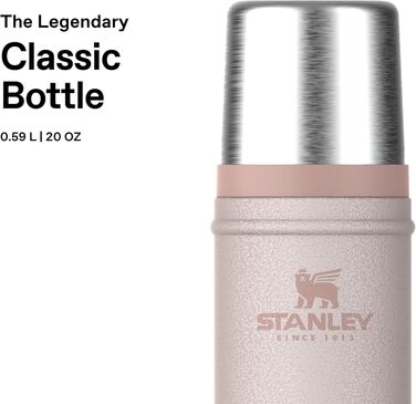 Термос STANLEY 1913 Classic Legendary 590 мл, герметичний, сталевий (Hammertone Rose Quartz) — зберігає тепло та холод до 24 годин