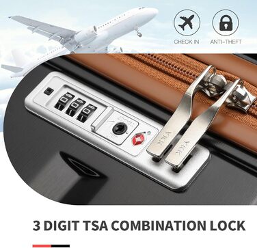 Набір валіз KONO 2 в 1: велика валіза (54 см) та косметичка, чорний/коричневий