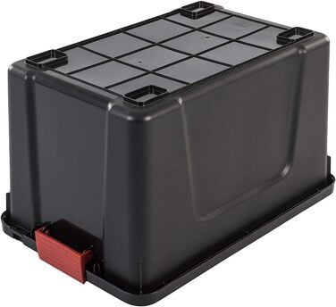 Iris Ohyama Large Plastic Storage Box, 60L Garage Storage Box, 3-Piece Set, SIA-60, Black, Stackable, Binder Clips? B59 x D39.5 x H35.5 cm