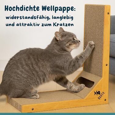 Дряпалка для котів L-подібної форми – з щільної гофрованої картонної коробки – для дряпання та відпочинку – екологічна, двостороння та стійка – ідеальна для домашніх котів