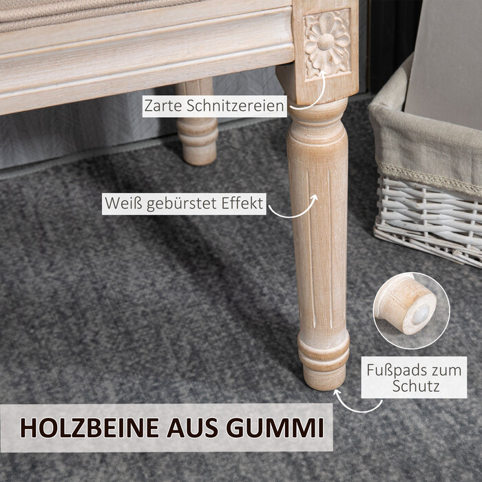 HOMCOM Upholstered Bench Vintage 117x40x48cm Ottoman Bench Bed Bench Bedroom Bench with Buttons Linen Look up to 120kg Beige