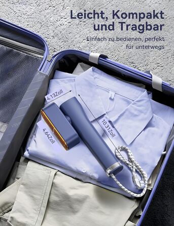 Праска Sundu Steamer: 2-в-1 відпарювач та праска для одягу, мобільна, з LED дисплеєм, 4 режими, блакитна