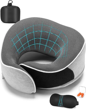 Подушка для шиї у подорожах: ортопедична, з memory foam, для дорослих та дітей, з маскою для сну та навушниками, якісний чохол