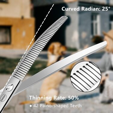 Ножиці для грумінгу собак та котів HASHIMOTO, вигнуті, 33 зубці, 18 см, 65% розрідження, легкі. Ідеальні для професійних грумерів та домашнього використання.