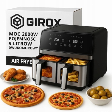 Аерофритюрниця Girox 9L 2200W з двома камерами