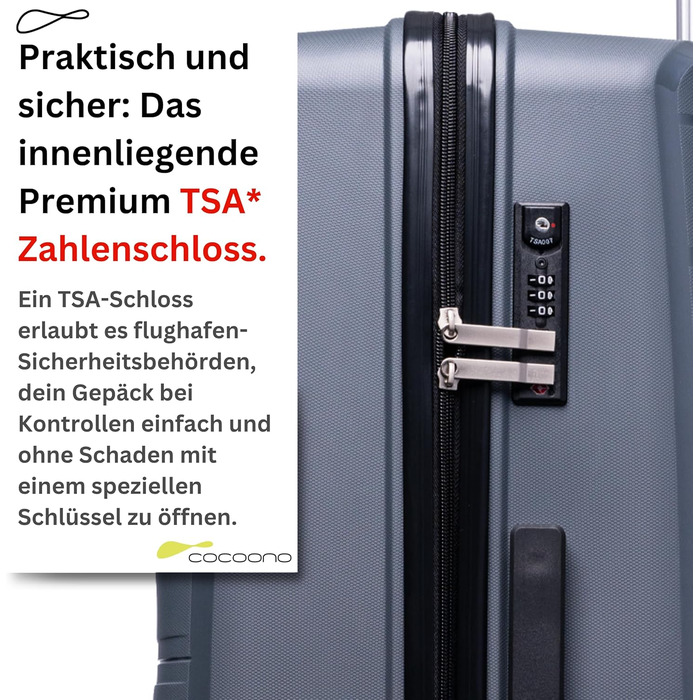 Чемодан Leon Koffer Groß 94 літрів з TSA замком, сірий, XL. Валіза на колесах, з жорстким корпусом