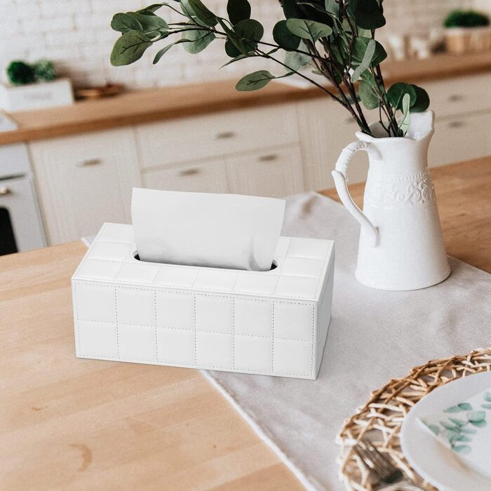 Скринниця для серветок GORESE з натуральної шкіри (біла)