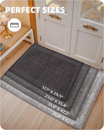 Килимок для дому COLOR&GEOMETRY 60x90 см з TPE-покриттям, сірий (бежевий та сірий-02), низький профіль, легко миється