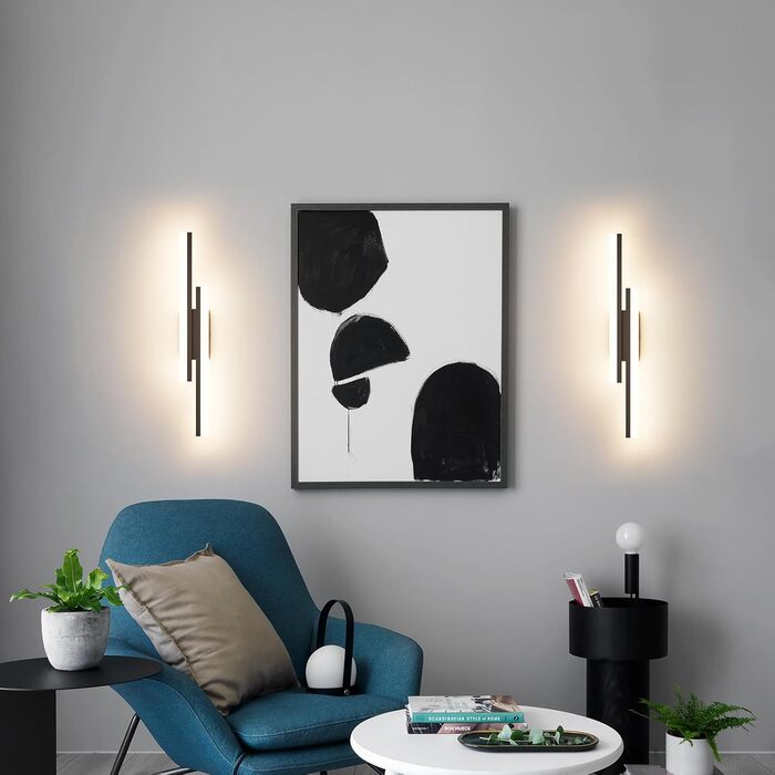 LED настінний світильник Klighten 40см, 12W, 850LM, тепле світло 3000K, чорний, для спальні, вітальні, коридору, сходи