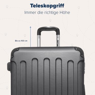 Валіза ручної поклажі TRVLMORE 54x36x20 см - жорсткий корпус, з колесами, сірий (2 шт. у наборі)