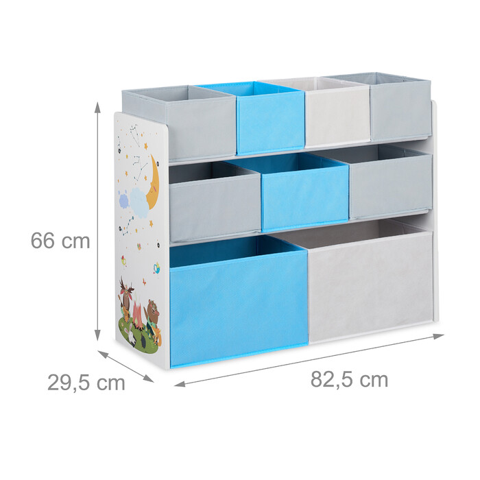 Relaxdays Children's Shelving Unit with Motif and 9 Boxes