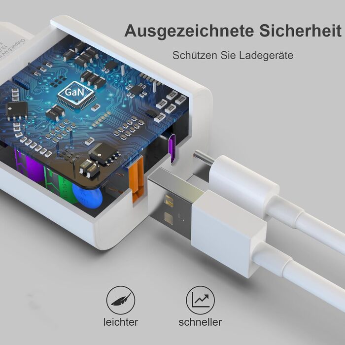 Зарядний пристрій USB-C 25W з адаптером USB [2 в 1] (2 шт.) для iPhone/iPad/навушників/телефону. Мережевий адаптер, багатофункціональний зарядний пристрій, підтримка PD 3.0, швидка зарядка, білий. Без кабелю.