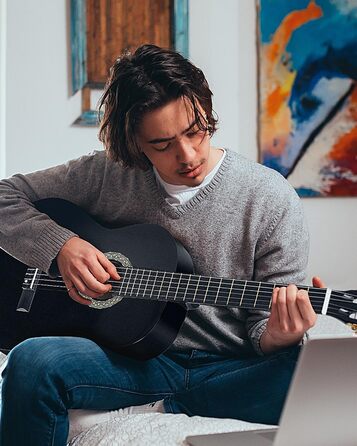 Класична гітара Winzz 4/4 для дорослих та дітей (від 11 років), набір для початківців - Чорний глянцевий (39 дюймів)