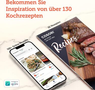 Аерофритюрниця COSORI 9-в-1, 5 л, компактна, до 230°C, для м'яса, з антипригарним кошиком і сенсорним склом, 130+ рецептів, мало олії