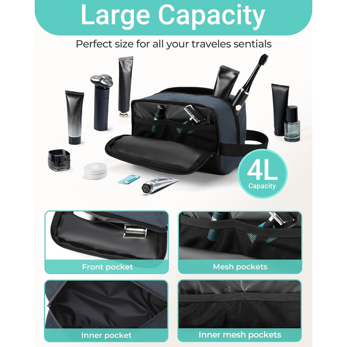 Чоловічий дорожній органайзер Elviros: туалетна сумочка, косметичка для подорожей (Marineblau)