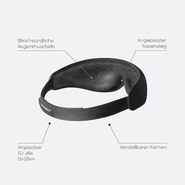 Ostrichpillow Маска для сну Eclipse Black | Ергономічна 3D маска для сну | Блокує світло для повного затемнення