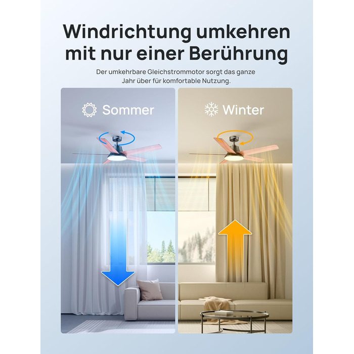 Дрео Смарт стельовий вентилятор з підсвічуванням, 132 см, 12 швидкостей, 3 режими, регульоване LED-підсвічування, тихий DC-двигун, 12H таймер, керування пультом/APP/Alexa, для приміщень (Чорний)