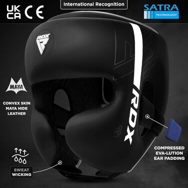 RDX Headgear for Kickboxing, Combat Sports, MMA Training - Maya Hide Leather Sparring Headguard, Boxing Helmet, Krav Maga, Muay Thai, Karate & Taekwondo Headgear - Multi-Impact White M