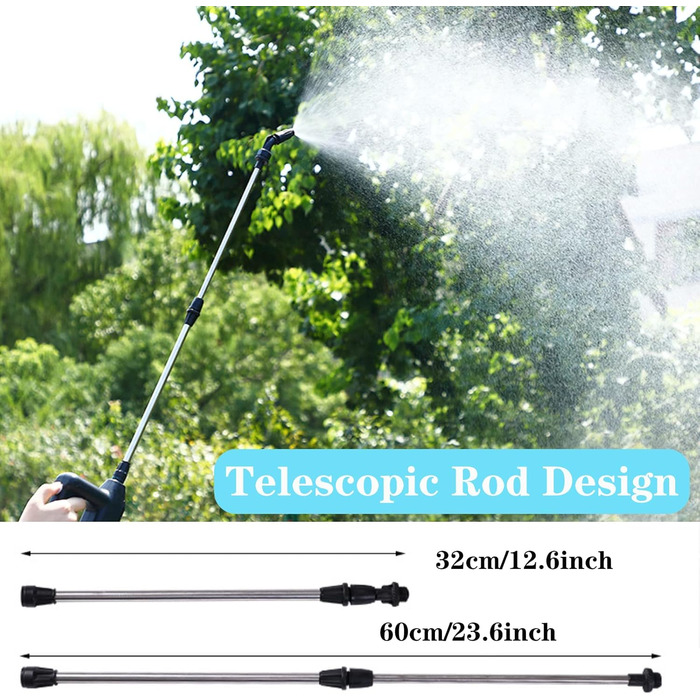 DOUBFIVSY Electric Pressure Sprayer, Plant Sprayer Garden Sprayer Spray Lance with 3 Nozzles and 5m Hose, Rechargeable USB, Spraying Device for Plant Protection for Garden Weeding (7.2V Spray Lance)