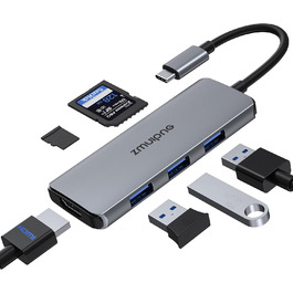 Док-станція USB-C для ноутбука з підтримкою 2 моніторів 4K, 14 в 1, з DP/DisplayPort, Ethernet, 4 USB, 100W PD, SD/TF, Audio/Mic, сумісна з Dell, HP, Lenovo