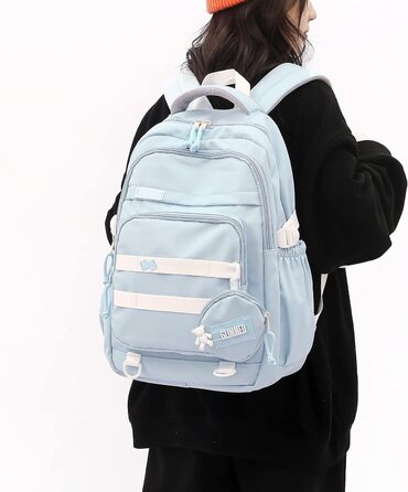 Шкільний рюкзак для дівчаток-підлітків, водонепроникний, легкий, великого об'єму, модний, для школи або подорожей - блакитний