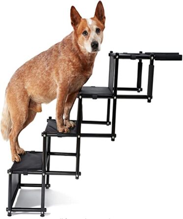 Рампа для собак Homewell - складана, до 70 кг, регульована - для маленьких, середніх, великих та хворих собак. Чорний колір